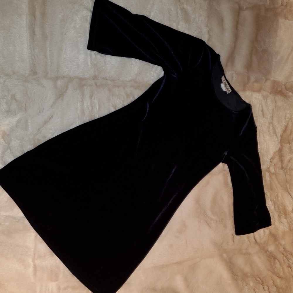 Girls dark navy velvet dress